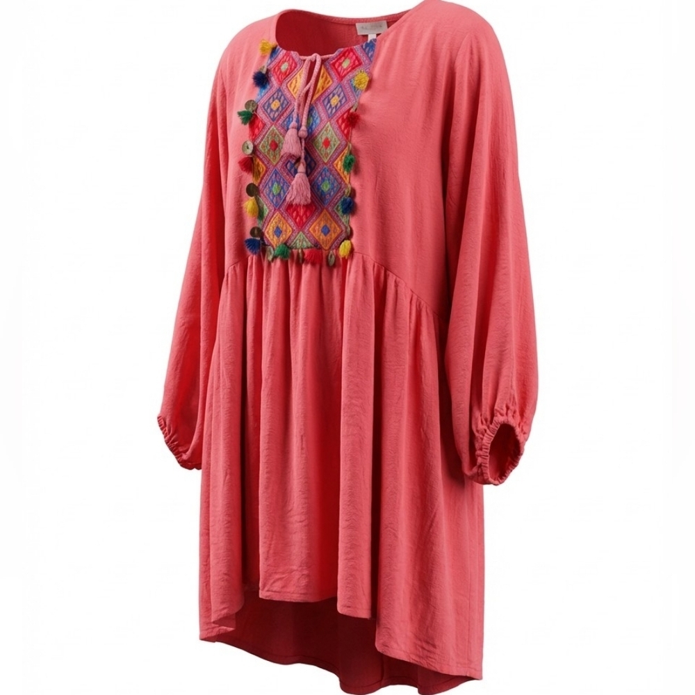 Velzera Coral Tunic with Embroidery SIZE XL